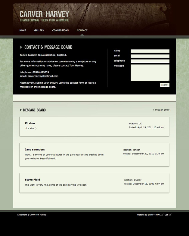 Carver Harvey - Contact page